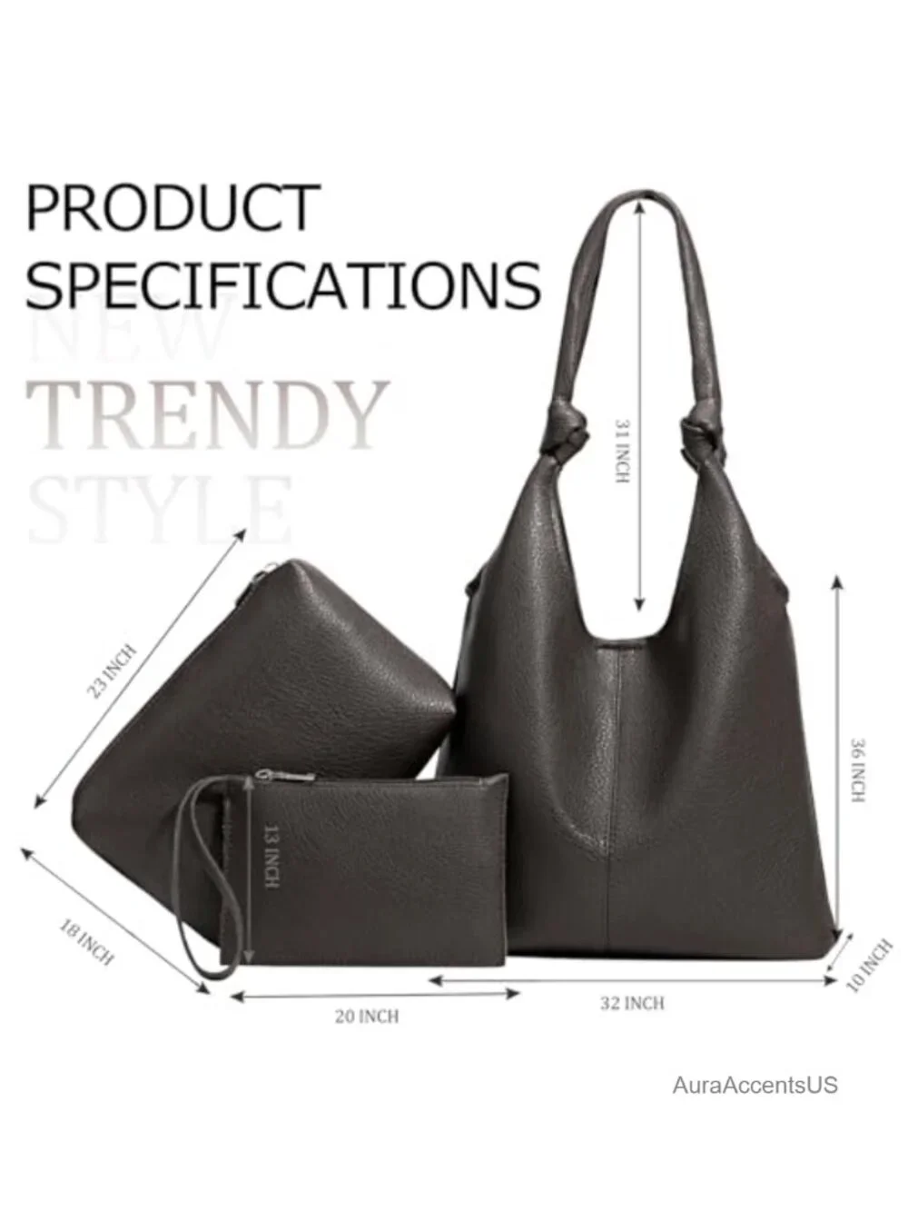 Vegan Leather Hobo Purse Set with Clutch for Women